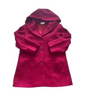 Mario De Pinto Vintage Pink Wool Blend Hooded Coat Made in USA Fuchsia Magenta